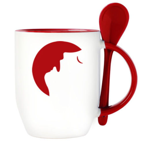 Кружка с ложкой с принтом Месяц