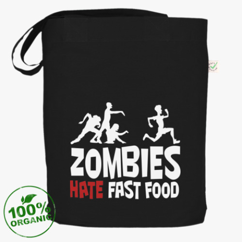 Сумка шоппер с принтом 'Zombies hate fast food'