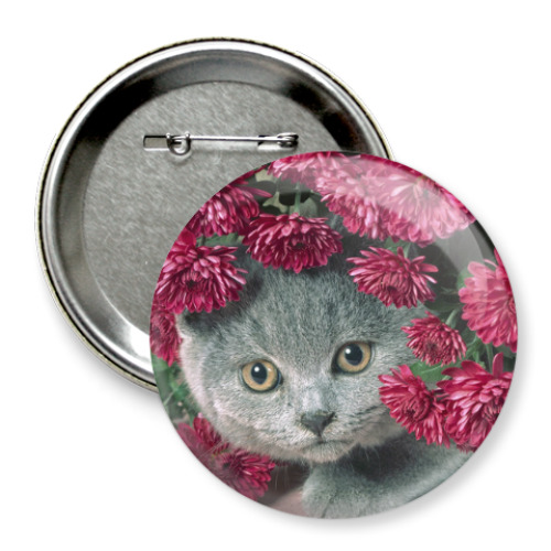 Значок 75мм с принтом Кот