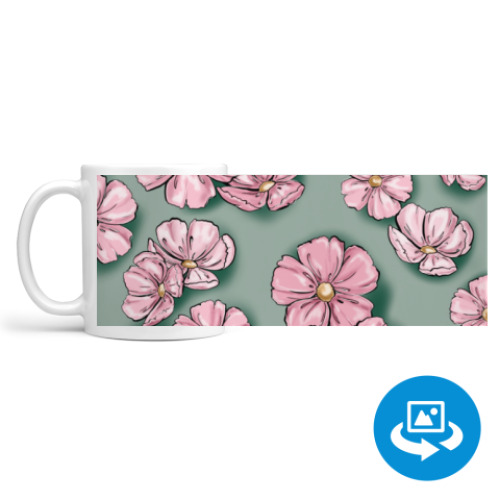 Кружка (круговая запечатка) с принтом Цветы