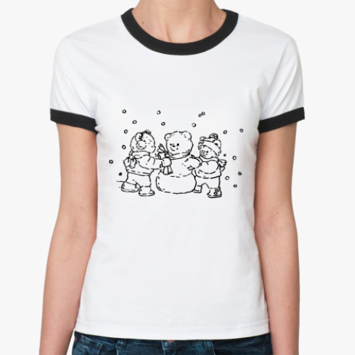Женская футболка Ringer-T Новогодние мишки