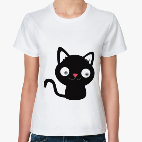 Классическая футболка с принтом   Котик