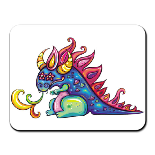Коврик для мыши с принтом Цветной дракон