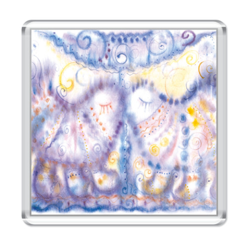 Магнит с принтом  Зима. Птицы. Любовь