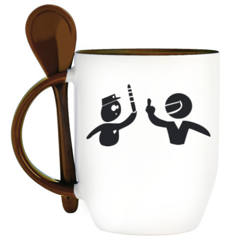 Кружка с ложкой с принтом ГИБДД и водитель