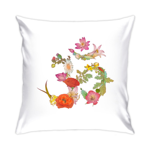 Подушка с принтом Цветочный Ом