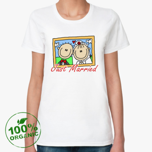 Женская футболка из органик-хлопка с принтом just married