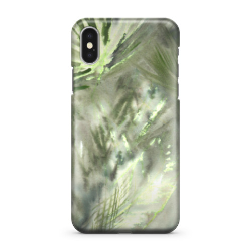 Чехол для iPhone X тропическая зелень