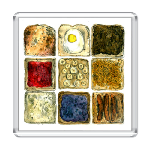 Магнит с принтом  'Тосты'