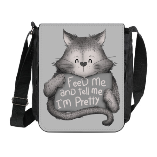 Сумка на плечо (мини-планшет) с принтом Покорми меня