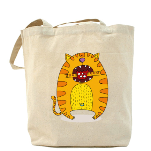 Сумка шоппер с принтом  'Батон с колбасой'