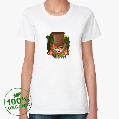 Женская футболка из органик-хлопка кот в стране чудес