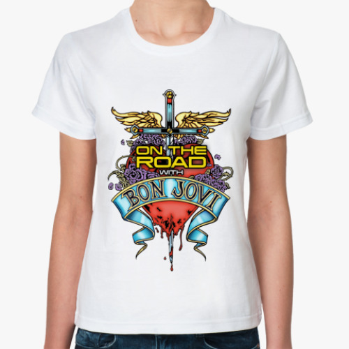 Классическая футболка с принтом Bon Jovi