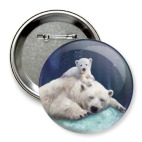 Значок 75 мм Полярные белые медведи