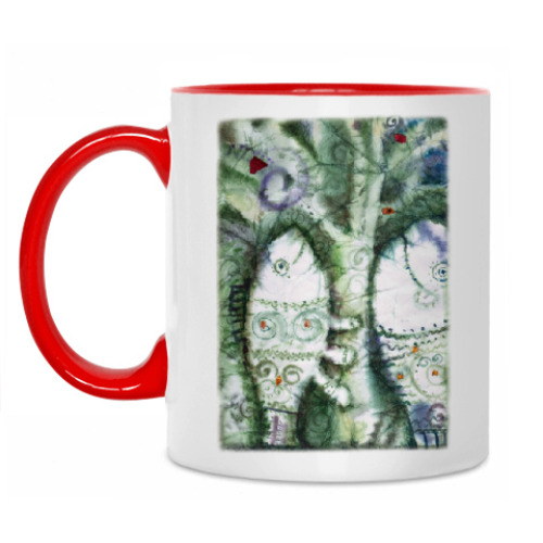 Кружка с принтом  Рыбы и дерево