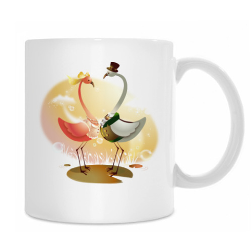 Кружка с принтом Лебеди