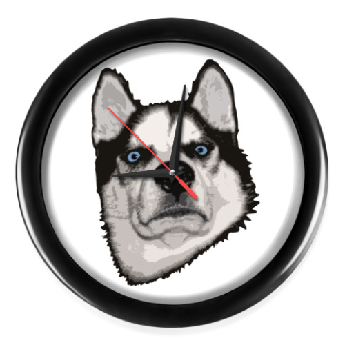 Настенные часы с принтом Суровый Хаски