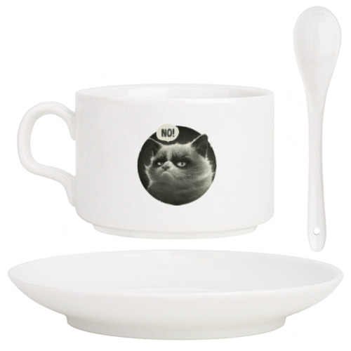 Кофейный набор Кот Tard Grumpy Cat портрет