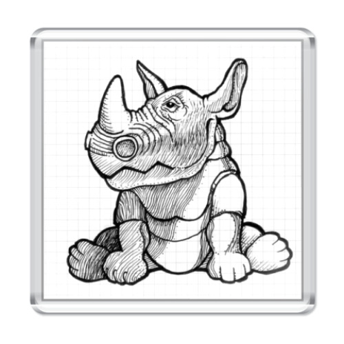 Магнит с принтом Носорог