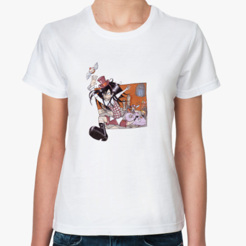 Классическая футболка с принтом  Flying Cake