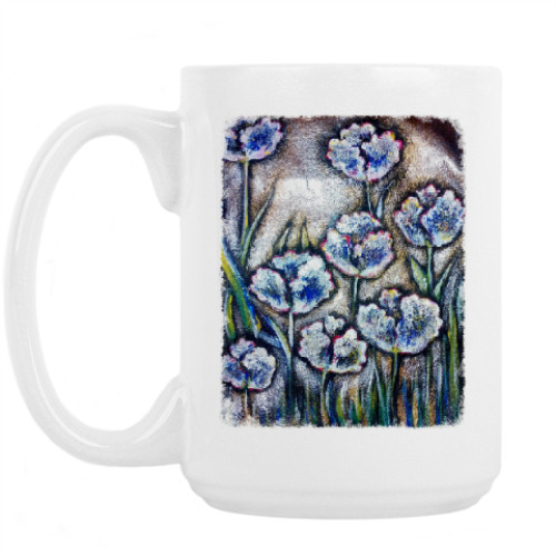 Кружка с принтом Тюльпаны Серебро