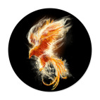Виниловая наклейка, круг (9,5 х 9,5 см) Птица Феникс Fenix bird