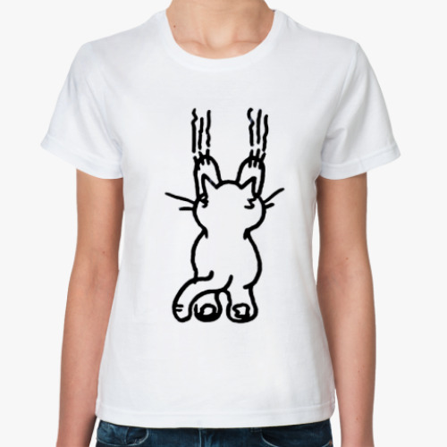 Классическая футболка с принтом   "Киса"