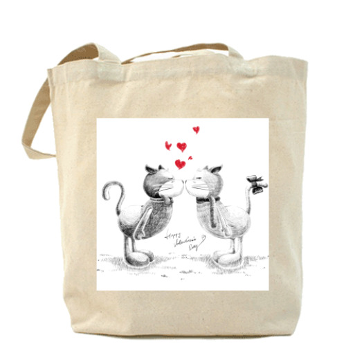 Сумка шоппер с принтом Коты