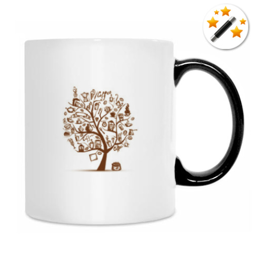 Кружка-хамелеон с принтом дерево