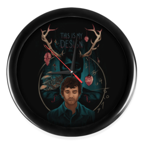 Настенные часы с принтом Hannibal Lecter