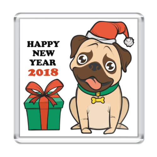 Магнит Новогодняя собака 2018