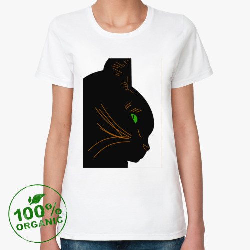 Женская футболка из органик-хлопка Черный кот