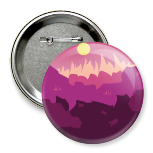 Значок 75мм с принтом Горный пейзаж