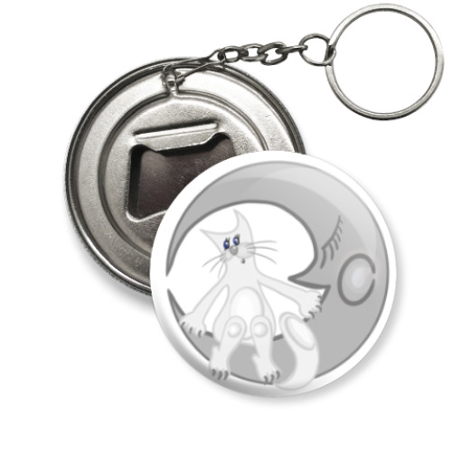 Брелок-открывашка с принтом Лунный кот сидит на луне