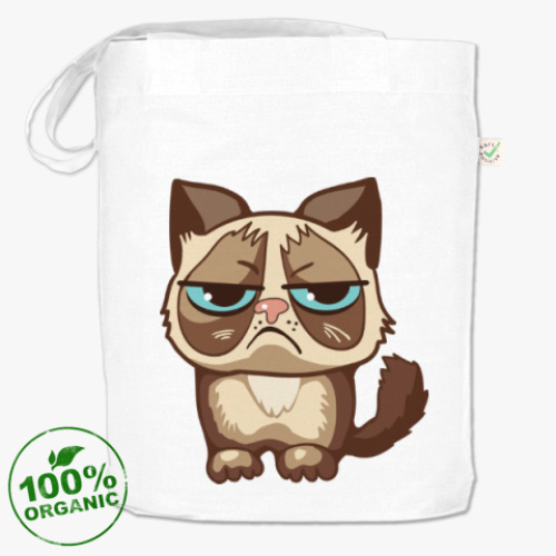 Сумка шоппер с принтом Угрюмый кот Тард - Grumpy Cat