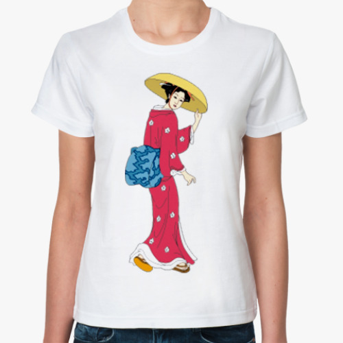 Классическая футболка с принтом Женская футболка, белая