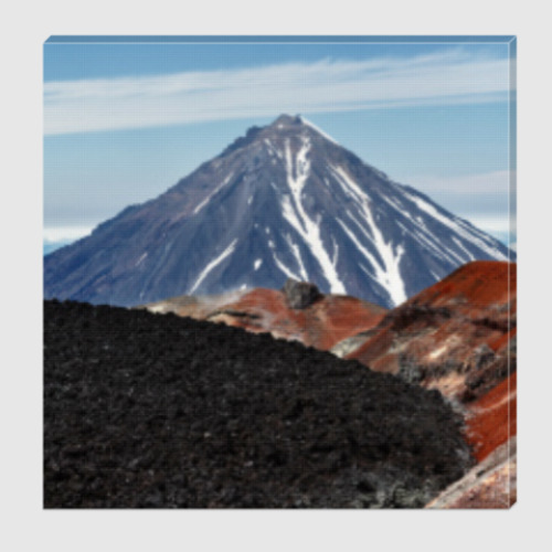 Холст Вулканы, летний пейзаж полуострова Камчатка