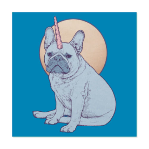 Виниловые наклейки с принтом Мопс единорог