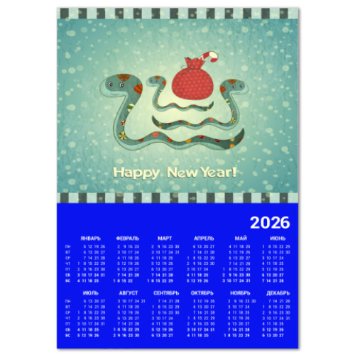 Календарь с принтом Happy New Year