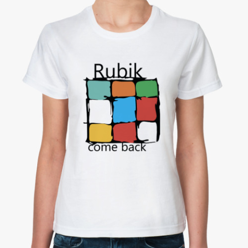 Классическая футболка с принтом Rubik come back