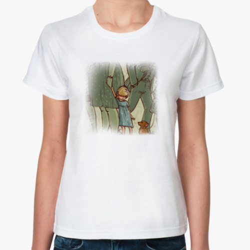 Классическая футболка с принтом встреча двух сердец