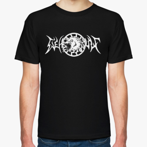 Футболка с принтом Волк Черное Солнце
