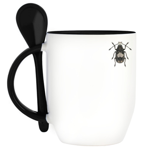Кружка с ложкой с принтом Жук ложнослоник