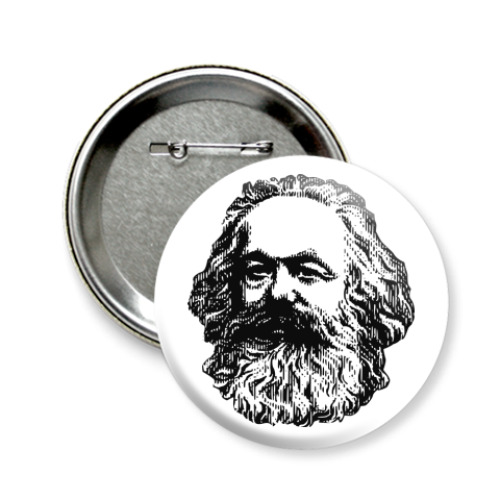 Значок 58мм с принтом Карл Маркс