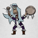 Шаман с бубном проводит обряд изгнания кризиса