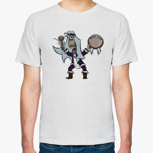 Футболка Шаман с бубном проводит обряд изгнания кризиса