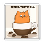 Магнит 6.5 x 6.5 см Кофейный кот