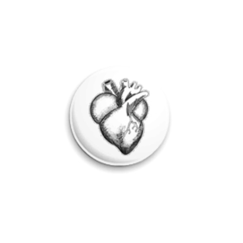 Значок 25мм с принтом Сердце