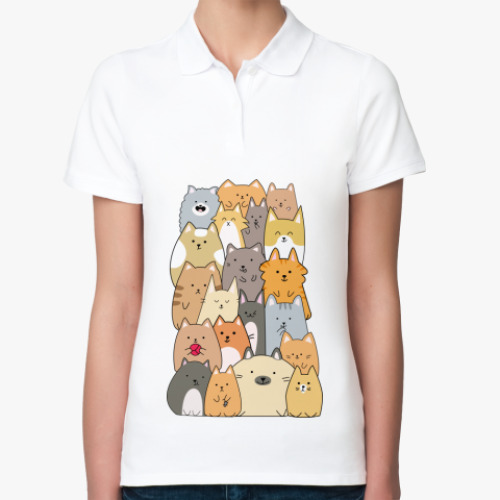 Женская рубашка поло Смешные коты (funny cats)
