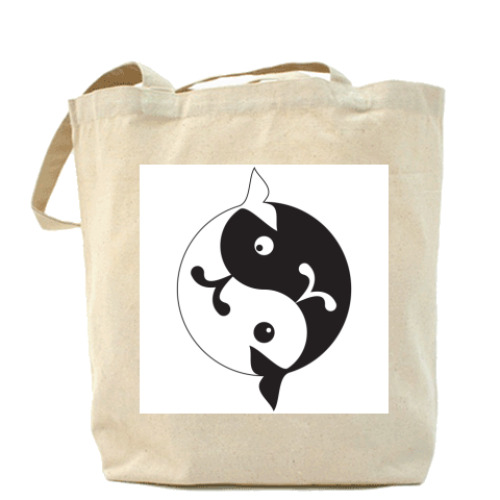 Сумка шоппер с принтом  'Инь-ян киты'